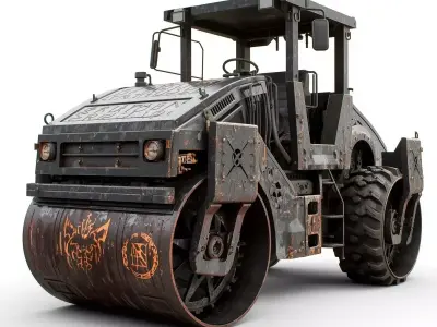 Industrial Occult Road Roller 3D Model Low-poly 3D model