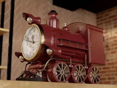 locomotive vintage train clock 3D model