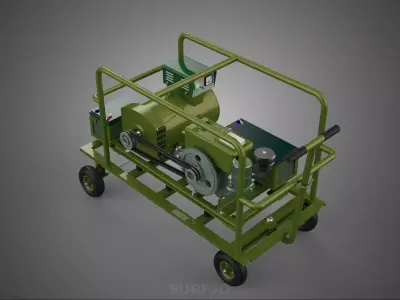 STANDARD GREEN ARMY MILITARY GENSET GENERATOR SET DIESEL ENGINE 3D model