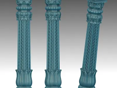 Wood carved Column 3D print model