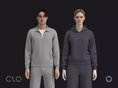 TRACKSUIT and SWEATSUIT mv2 fv2 outfits highpoly 3D model