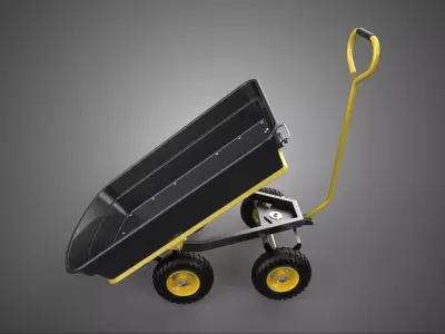 MANUAL TIPPING POLY BED GARDEN DUMP TRUCK CART STEEL FRAME WAGON 3D model