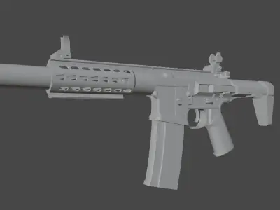 Honey-Badger silver rifle Low-poly 3D model