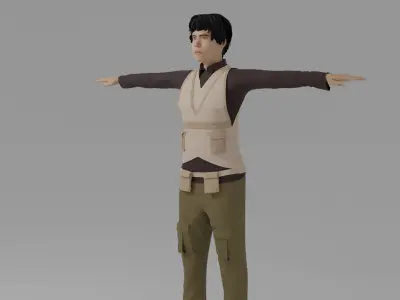 WWI Fighter Aircraft Pilot Low-poly 3D model