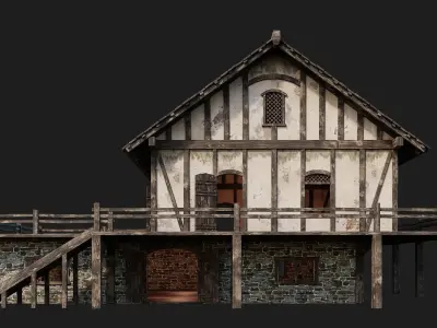 Old Medieval House 4K Textures GameReady 153 Low-poly 3D model