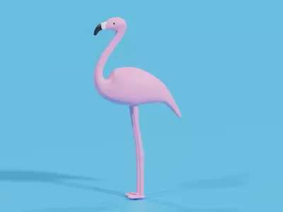 Cartoon Flamingo 3D model