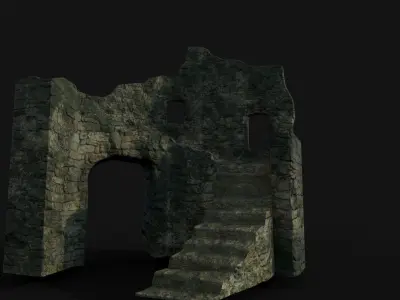 Ruined fortress Low-poly 3D model