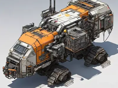 SciFi Industrial Mining Vehicle Rigged Low-poly 3D model