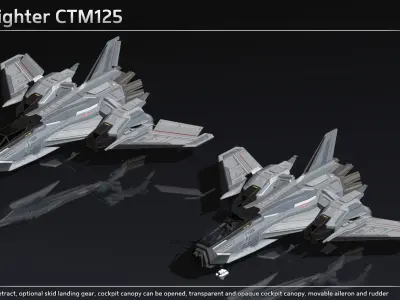 Scifi Fighter CTM125 Low-poly 3D model