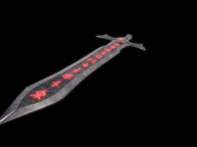 Fantasy Runesword PBR Low-poly 3D model