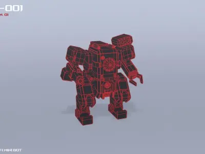 Scifi Mini bot Low-poly 3D model