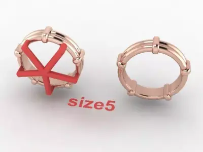 Rope Style Fashion Band Ring Size5 3D print model