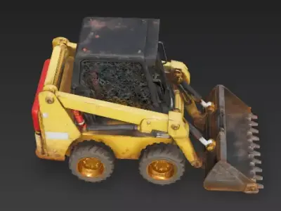 Weathered Industrial Skid Steer Loader 3D Model Low-poly 3D model