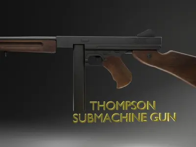 Free Thompson Submachine Gun  Free low-poly 3D model