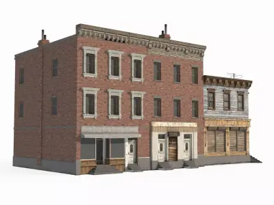 Modern urban architecture buildings and shops 3D model