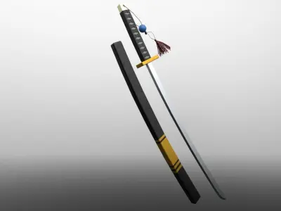 Katana samurai sword Low-poly 3D model