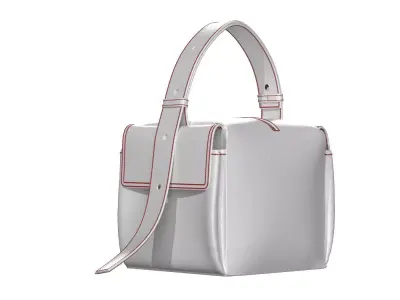 White Leather Box Pocket Bag 3D model