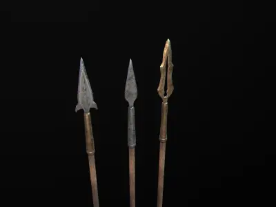 Spear lancet javelin lowpoly weapon game asset fantasy medieval Low-poly 3D model
