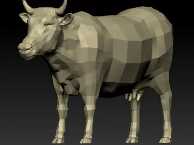 3D COW - LOWPOLY bull Low-poly 3D model