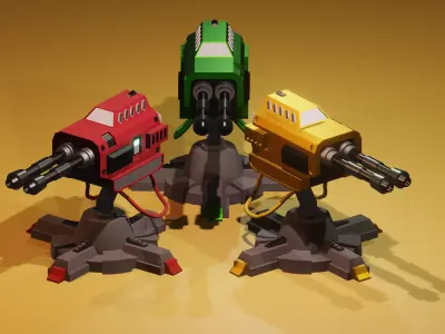 sci-fi turret low-poly Low-poly 3D model