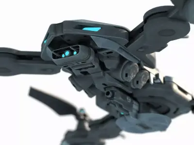 Future sci-fi style quadcopter 3D model