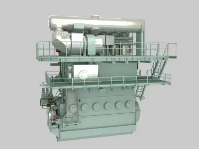 Marine low speed diesel engine 3D model