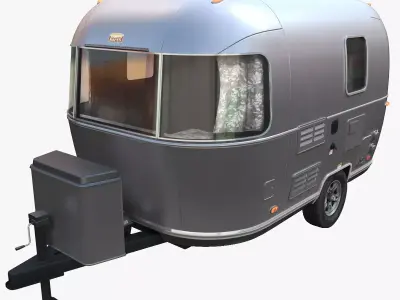 Small camper trailer Low-poly 3D model