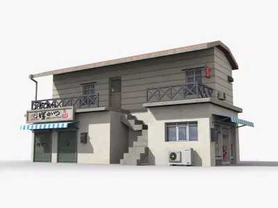 Japanese House x5 Low-poly 3D model