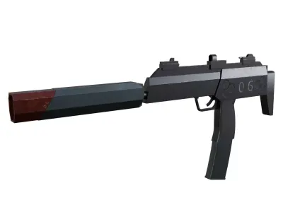 Sci-fi gun Low-poly 3D model 10