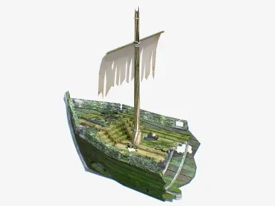 Low Poly Wreck Ship Low-poly 3D model