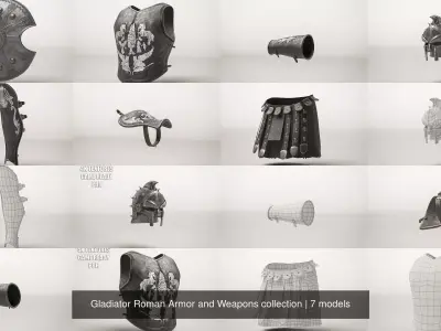 Gladiator Roman Armor and Weapons collection 3D Model Pack