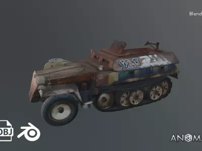 destroyed halftrack Free 3D model