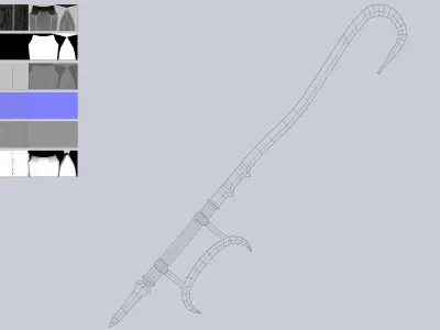 Hook sword Low-poly 3D model