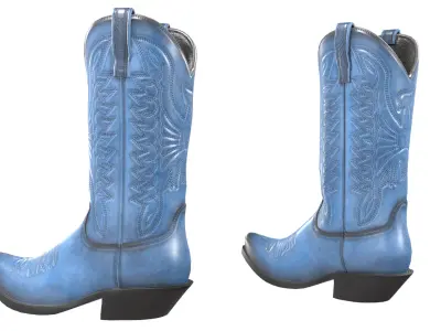 Blue Western Boots 3D model