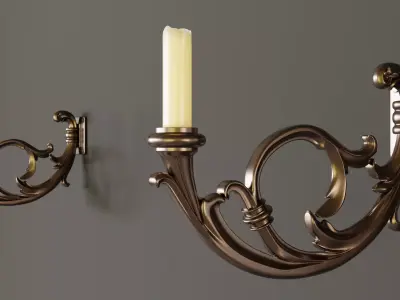 Classic wall candle lamp Free low-poly 3D model