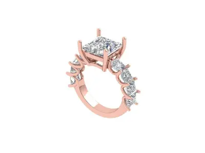 Princess Art Deco Ring 3D print model 14