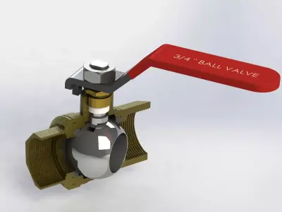 Ball Valve 3-4 Inch Free 3D model
