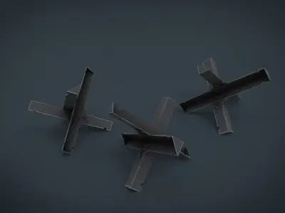 Hedgehog Anti Tank Obstacle Low-poly 3D model