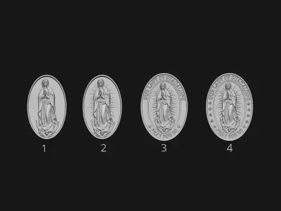 Our Lady of Guadalupe Medallion Set 4 versions 3D print model