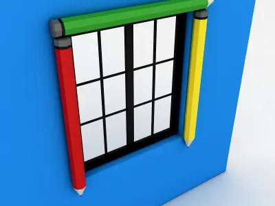 Kindergarten Window Low-poly 3D model