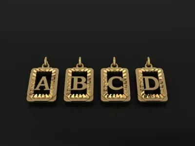 Antique Vintage Style Box Rectangle Letter Frame Pendant STYLE 1 3D print model