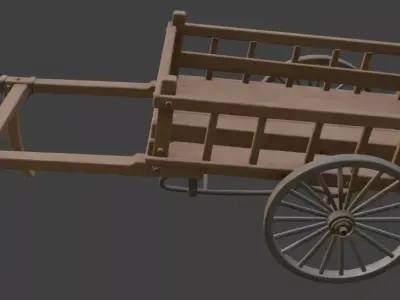 Medieval Wooden Cart 3D Model 3D model