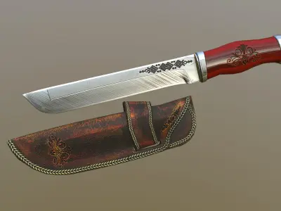 Knife Low-poly 3D model 18