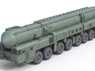 RT 2PM Topol Intercontinental ballistic missile Low-poly 3D model