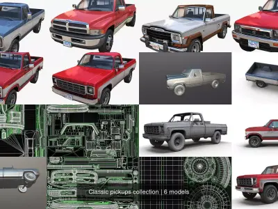 Classic pickups collection 3D Model Pack