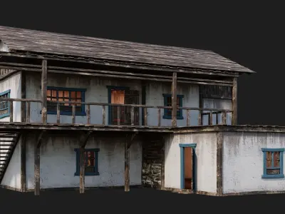 Old House Building 4K Textures GameReady 168 Low-poly 3D model
