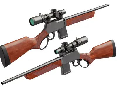 henry supreme lever action rifle with scope Low-poly 3D model