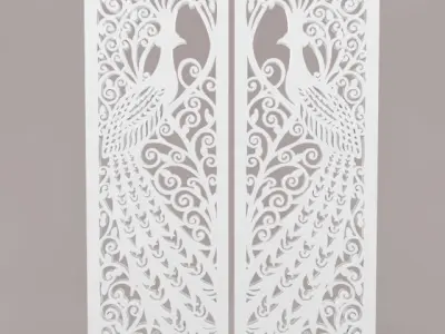 peacock laser cut screen with peacocks 3D print model