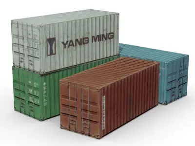 Shipping containers Free low-poly 3D model