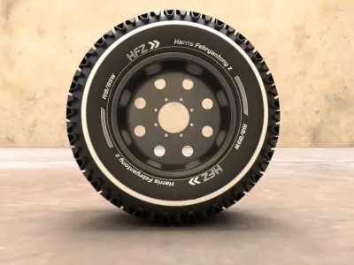 LSMW-0119 Military Truck Wheel Low-poly 3D model